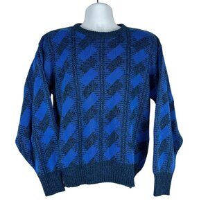 Michael Gerald Men's Crew Neck Knit Pullover Sweater Size M Blue 100% Acrylic